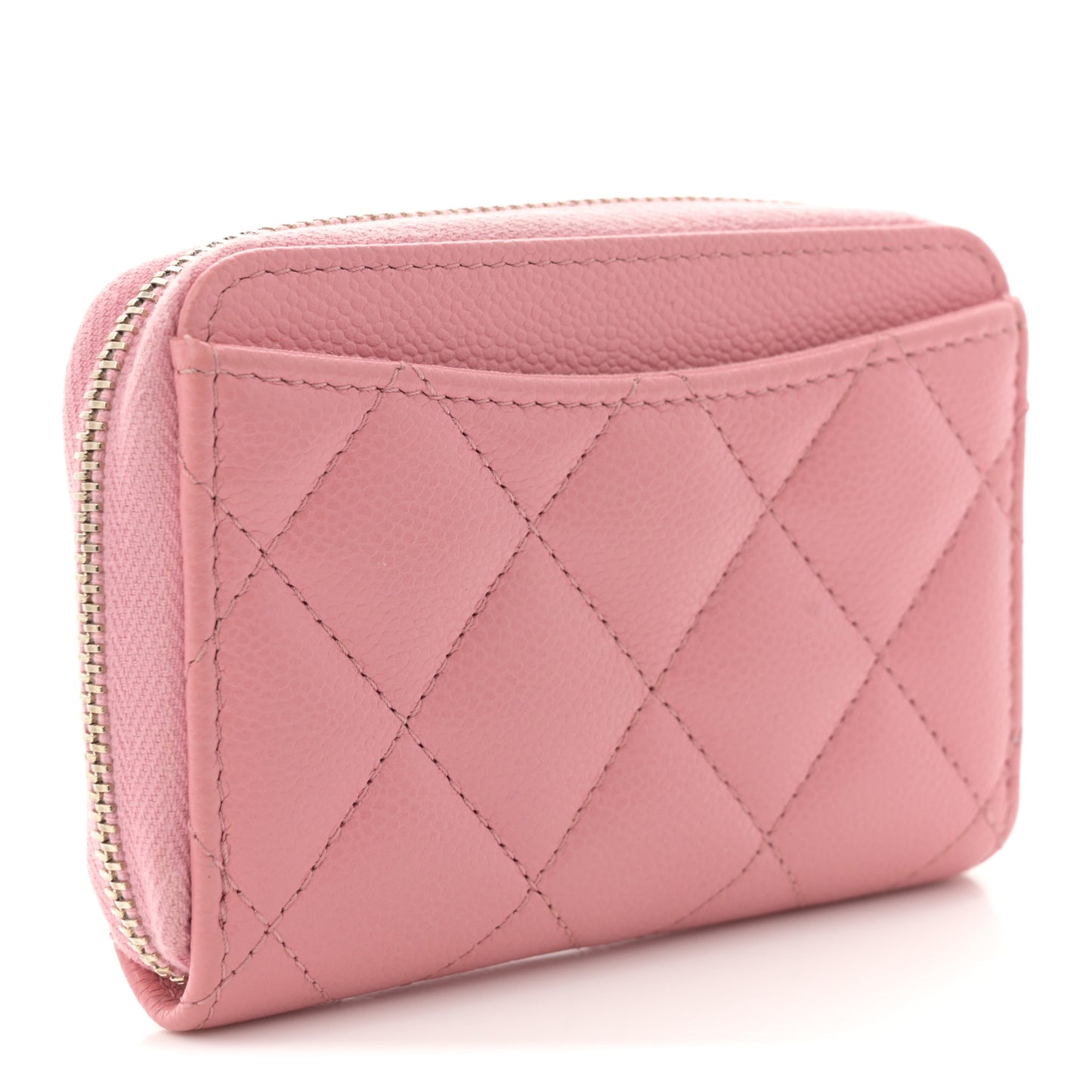 Caviar Quilted Zip Coin Purse Pink