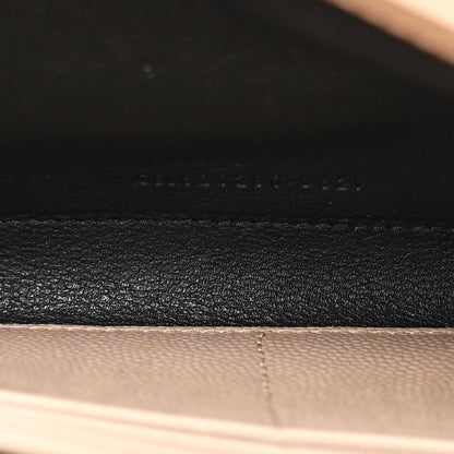 Saint Laurent Grain De Poudre Mixed Matelasse Triquilt Monogram Chain Wallet Dark Beige 6 of 11