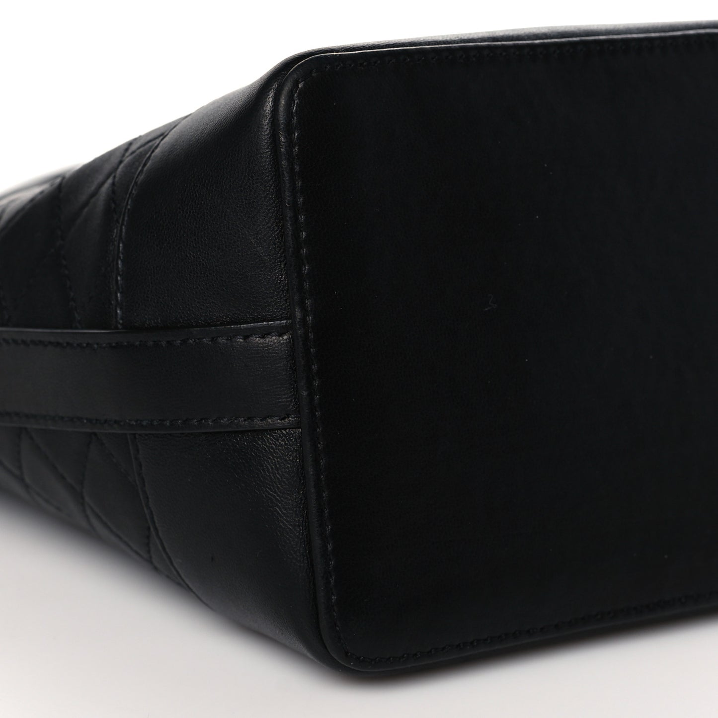 Lambskin Quilted Small Emmanuelle Bucket Bag Black