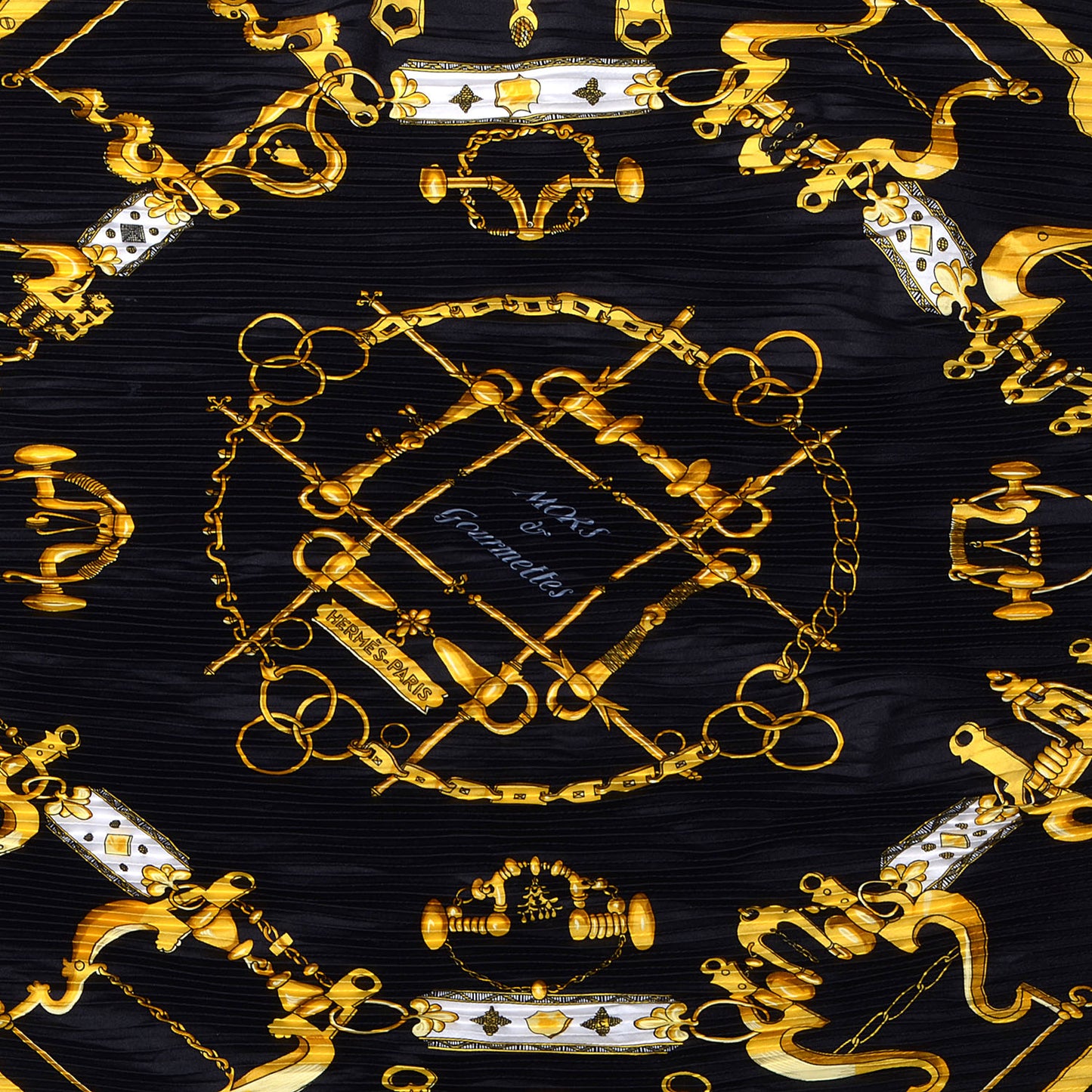 Silk Plisse Mors Et Gourmettes Scarf 90