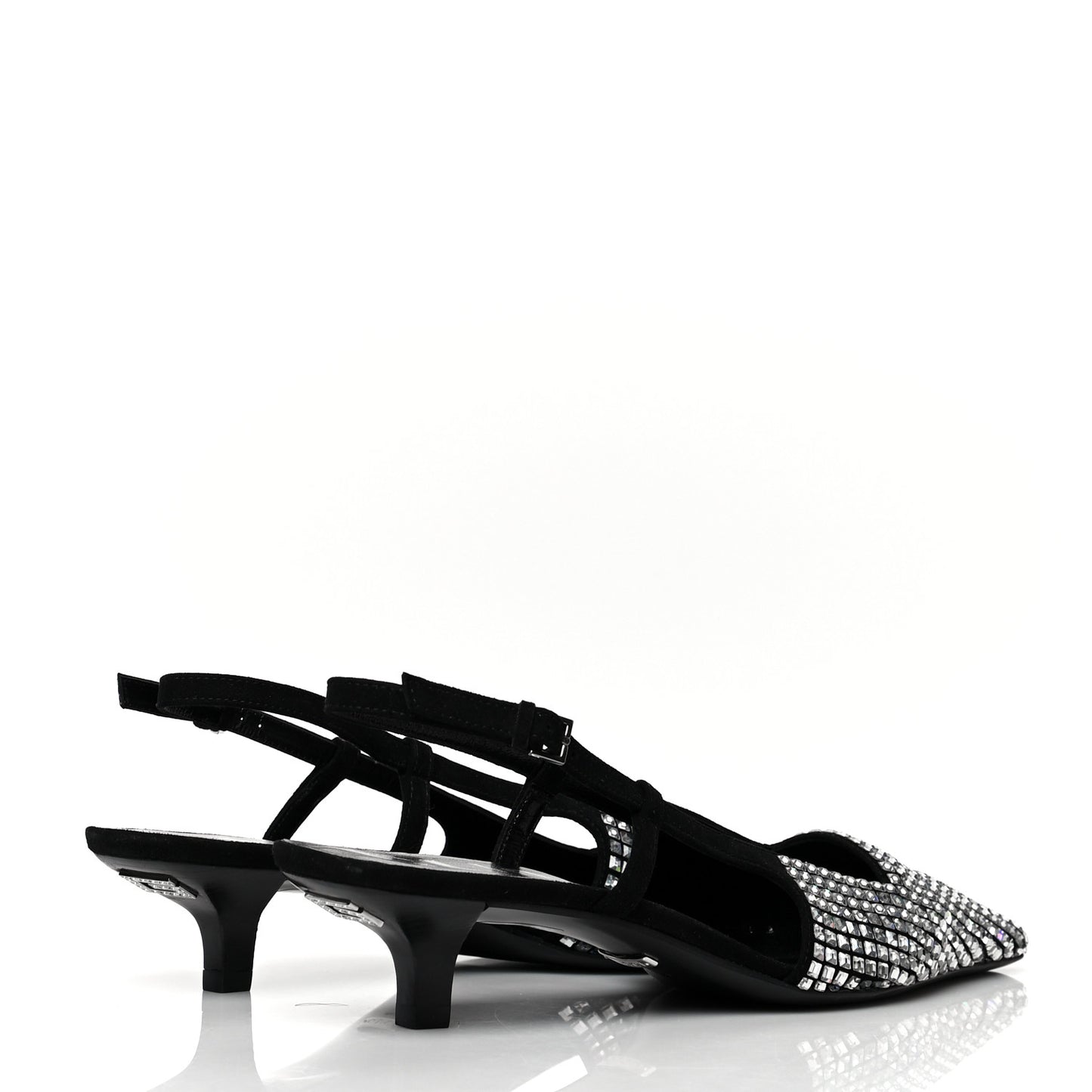 Crystal Kid Scamosciato Square G 35mm Slingback Pumps 38 Black