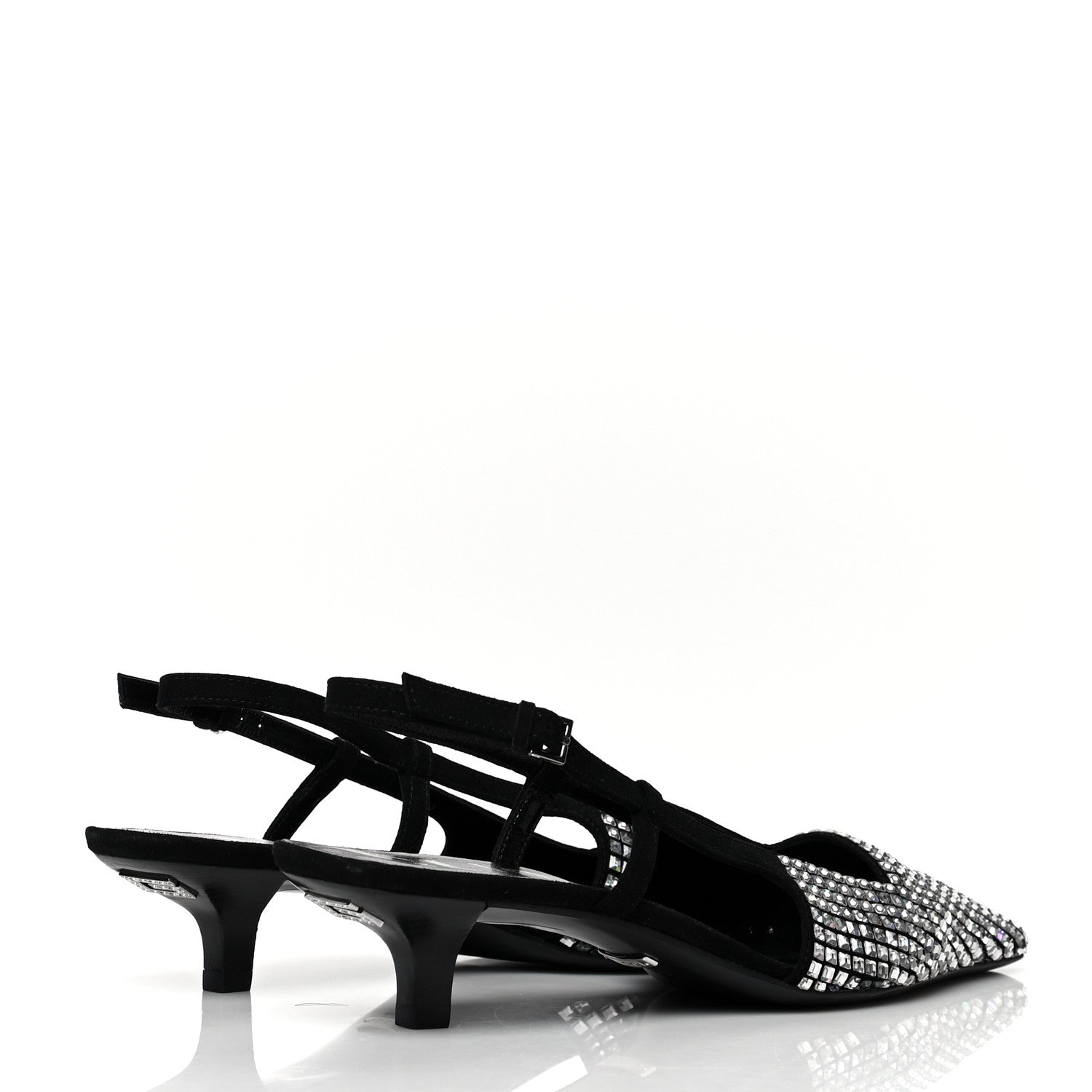 Gucci Crystal Kid Scamosciato Square G 35mm Slingback Pumps 38 Black 4 of 7