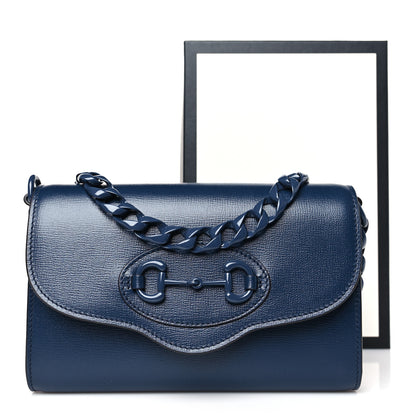 Gucci Azalea Calfskin Web Monochrome Mini Horsebit 1955 Chain Shoulder Bag Blue 10 of 10