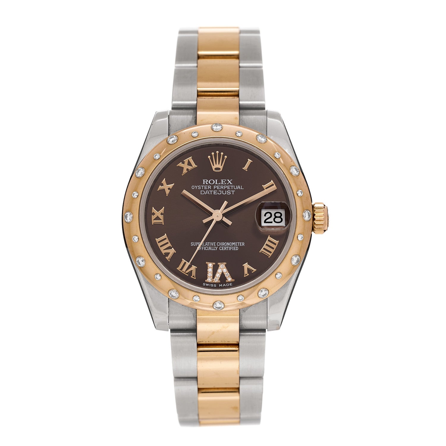 Rolex Stainless Steel 18K Everose Gold Diamond 31mm Oyster Perpetual Datejust Watch Chocolate Roman 178341 1 of 4