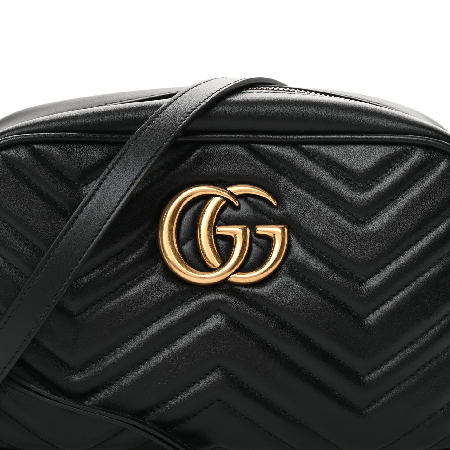 Calfskin Matelasse Small GG Marmont Chain Shoulder Bag Black