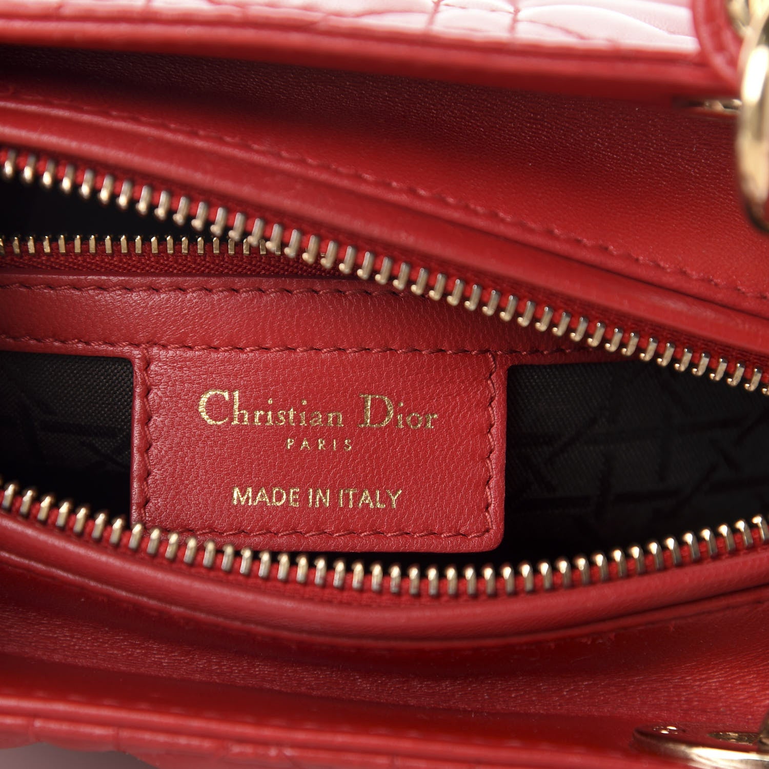 Christian Dior Lambskin Cannage Medium Lady Dior Red 8 of 10