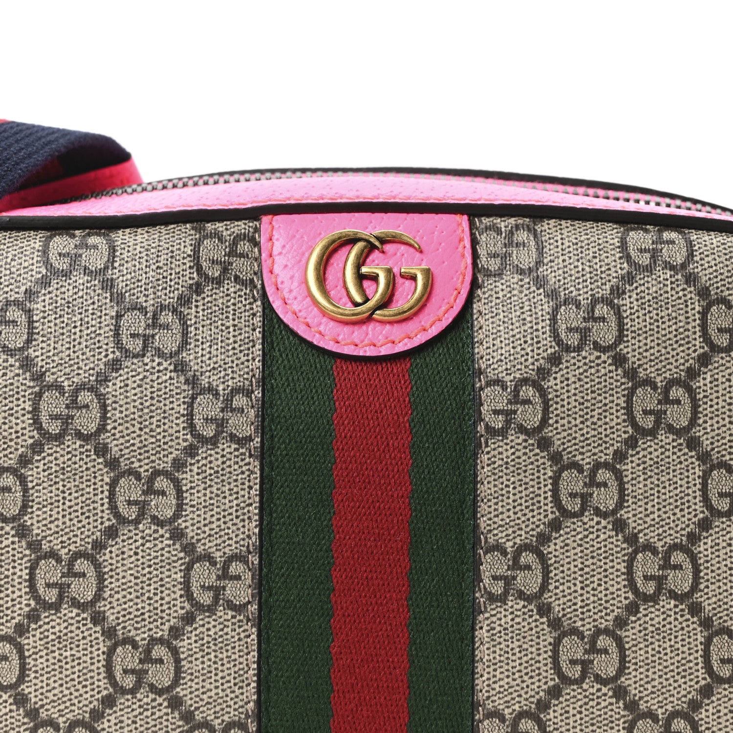 Gucci GG Supreme Monogram Textured Dollar Calfskin Web Ophidia Small Crossbody Bag Beige Ebony Fuchsia 8 of 10