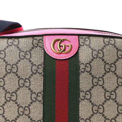 Gucci GG Supreme Monogram Textured Dollar Calfskin Web Ophidia Small Crossbody Bag Beige Ebony Fuchsia 8 of 10