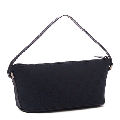Gucci Denim Monogram Boat Pochette Black 2 of 8