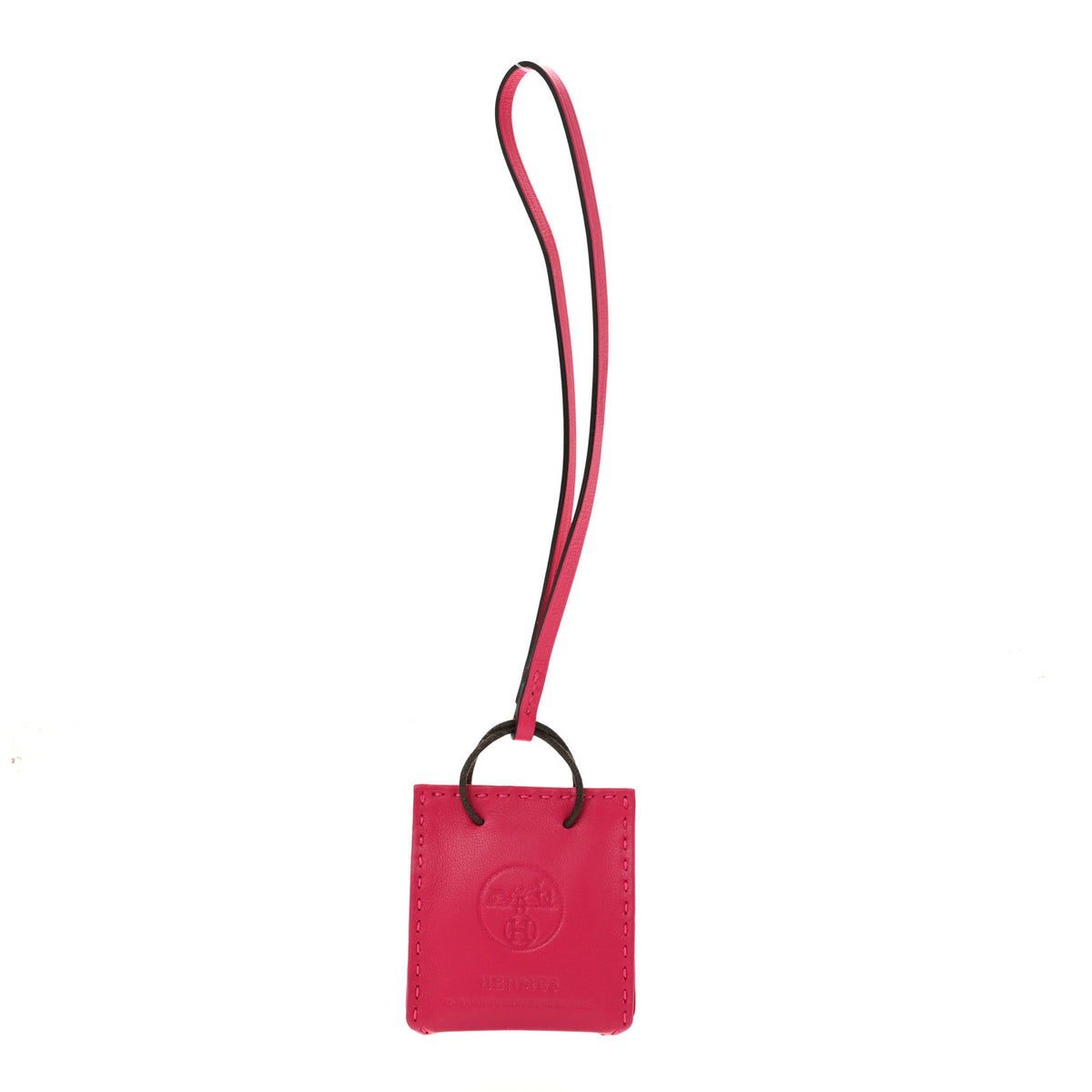 Hermes Milo Lambskin Swift Shopping Bag Charm Rose Mexico 1 of 6