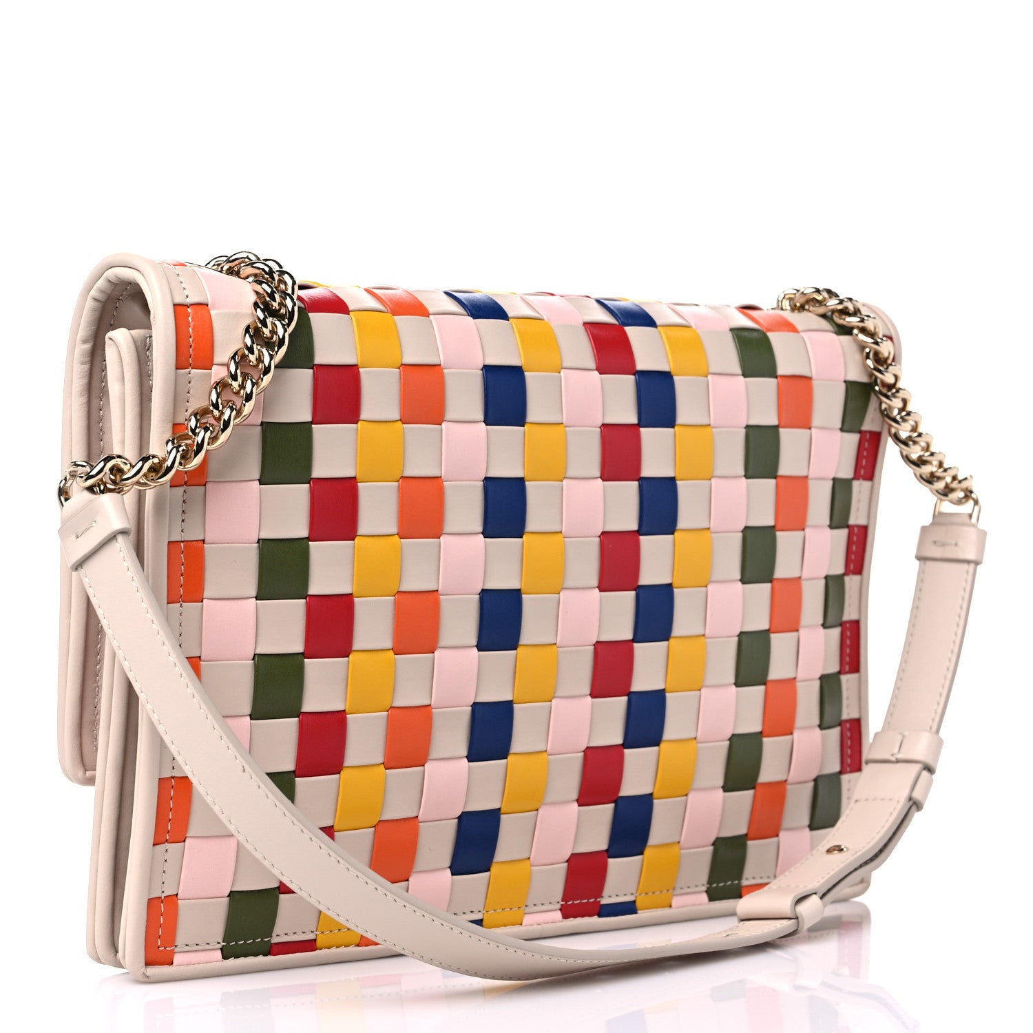 Salvatore Ferragamo Woven Calfskin Viva Bow Shoulder Bag Multicolor 3 of 9