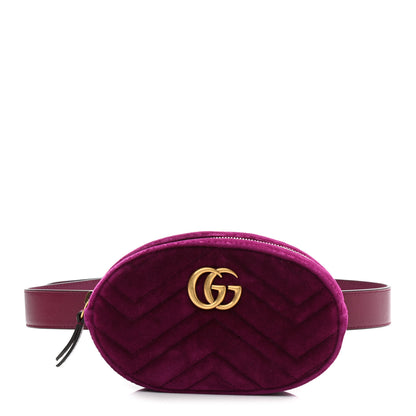 Gucci Velvet Matelasse GG Marmont Belt Bag 75 30 Fuchsia Violet Cyclamen 2 of 27