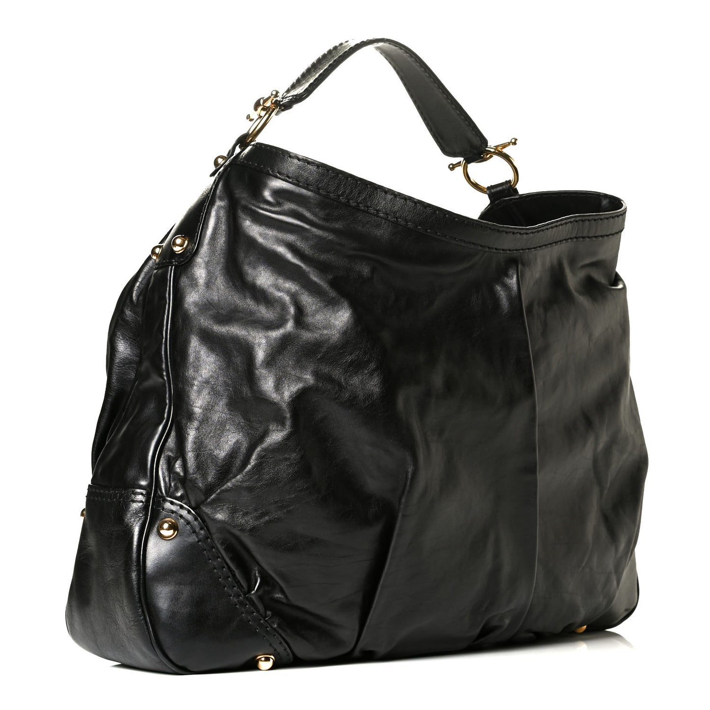 Calfskin Large Jockey Hobo Black