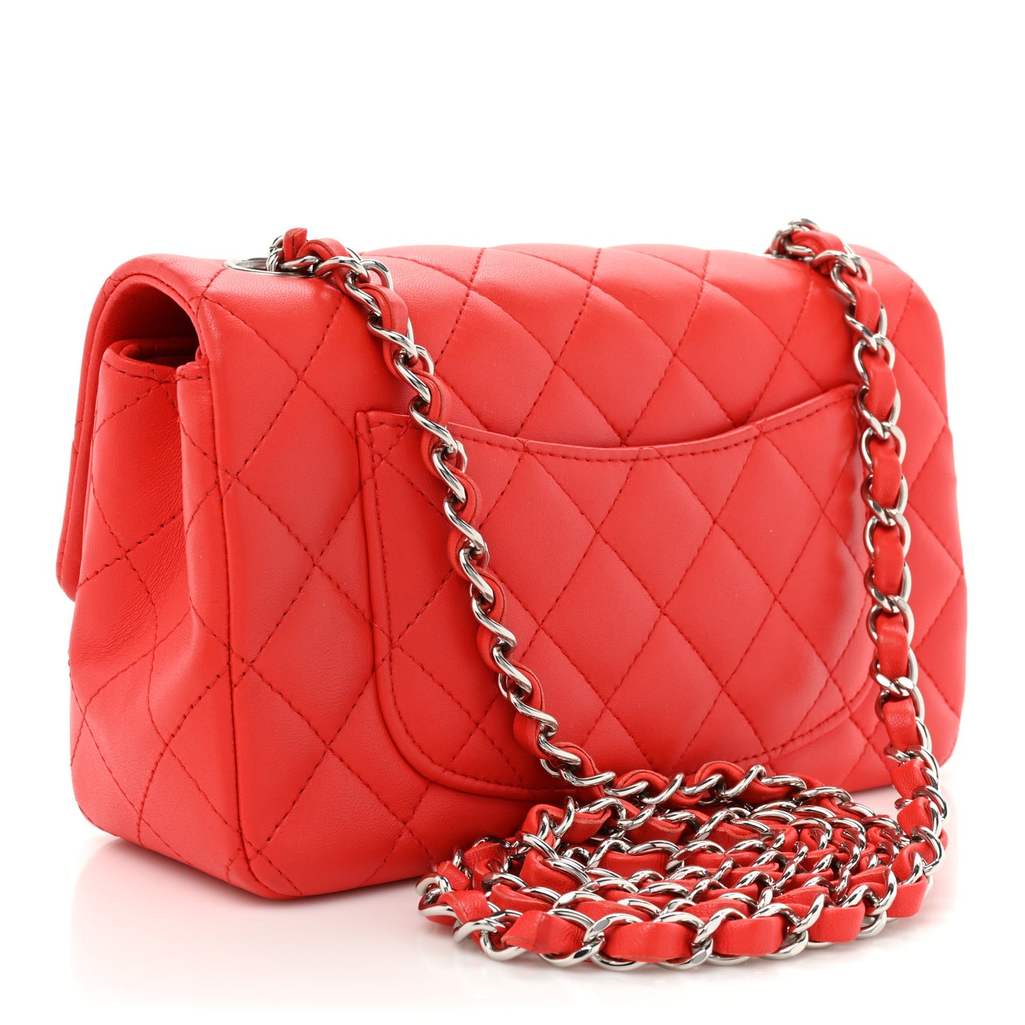 Lambskin Quilted Mini Rectangular Flap Red