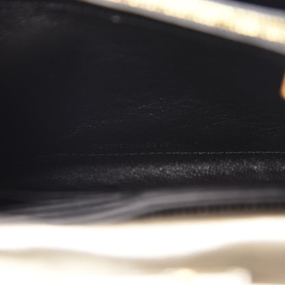 Saint Laurent Metallic Grain De Poudre Matelasse Chevron Monogram Chain Wallet Piombo 10 of 12