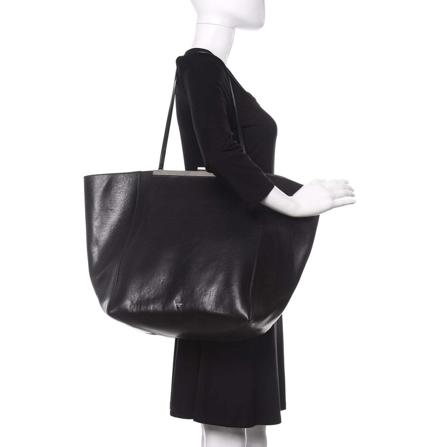 Calfskin Clasp Horizontal Cabas Black