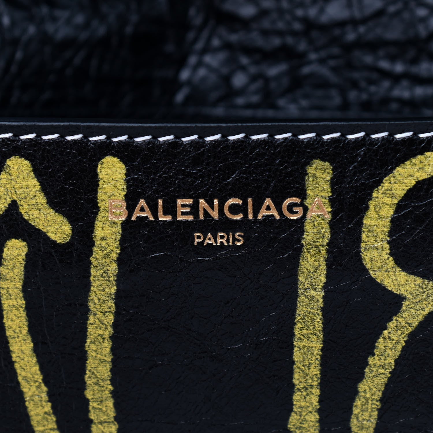 Balenciaga Agneau Arena Graffiti All Over Bazar Chain Shoulder Bag Black Multicolor 6 of 10
