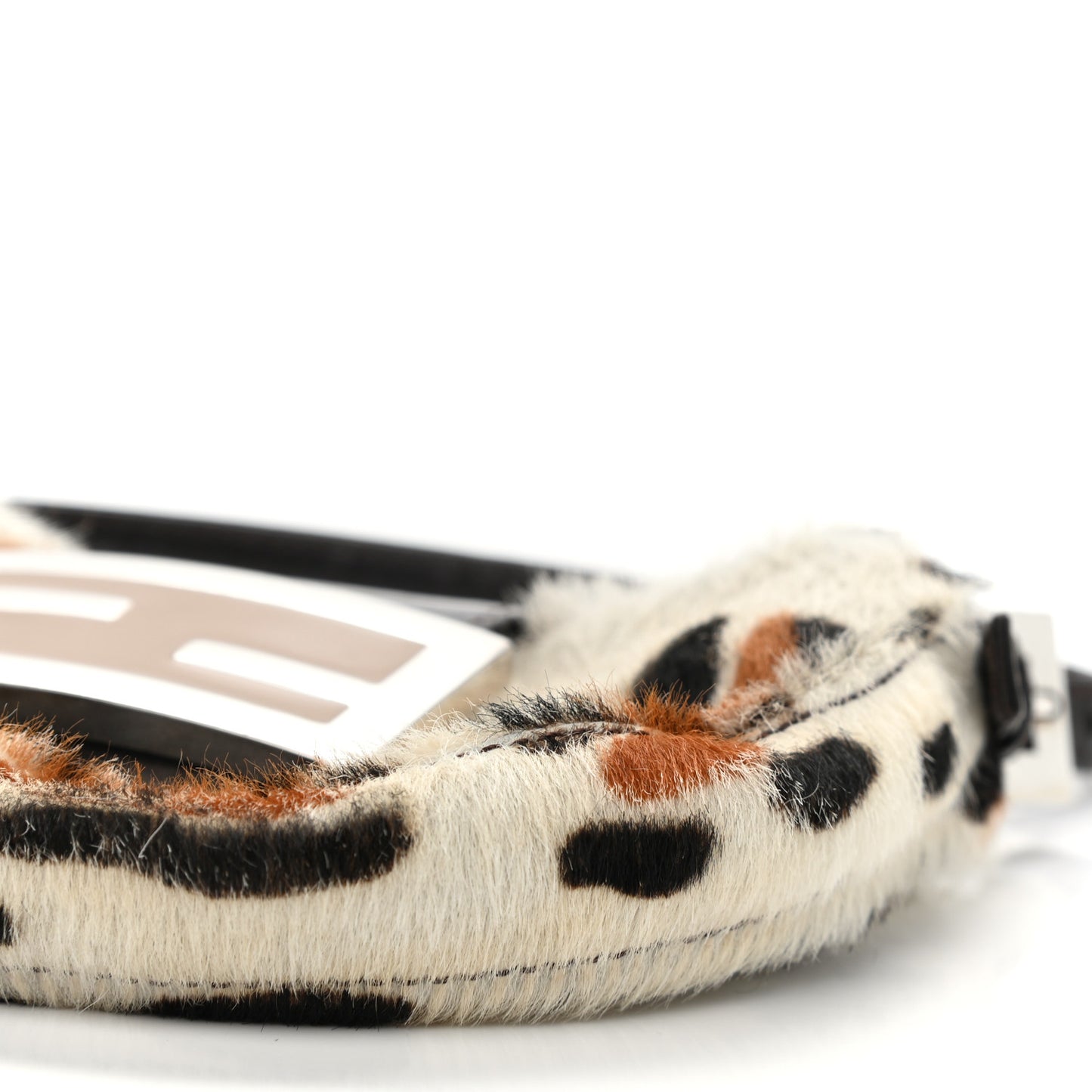 Calf Hair Leopard Print Croissant White Brown