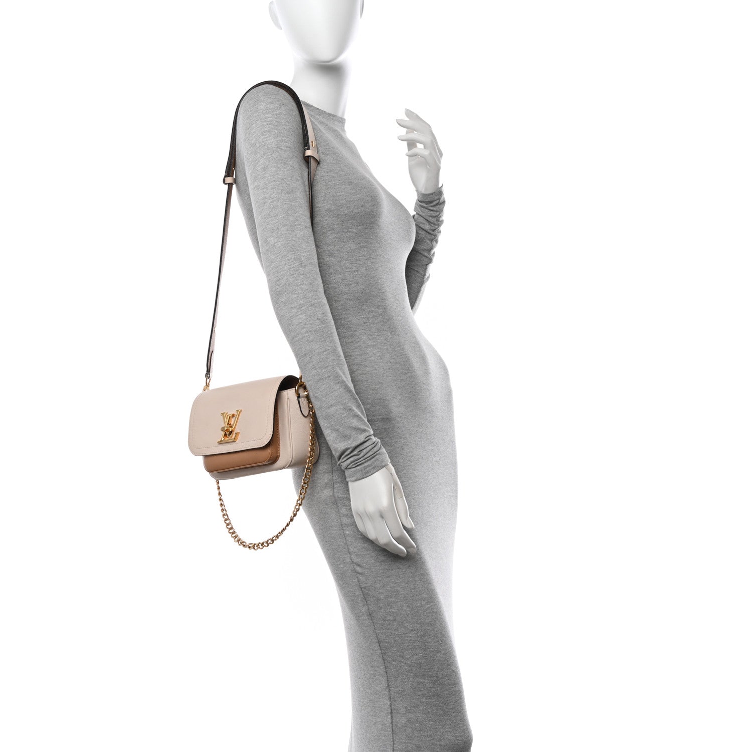 Louis Vuitton Grained Calfskin Lockme Tender Quartz 2 of 13