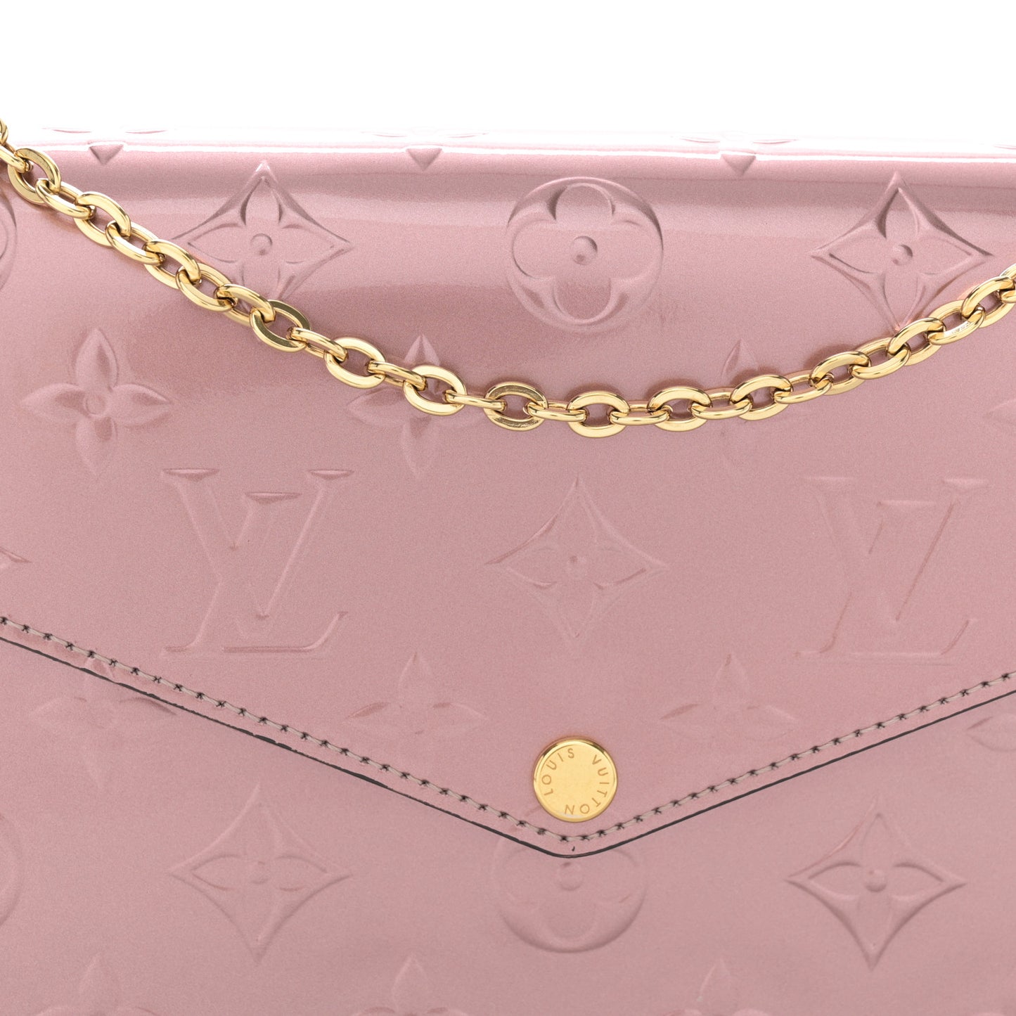 Vernis Pochette Felicie Chain Wallet Metallic Pale Pink