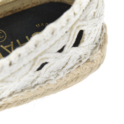 Chanel Woven Fabric Grosgrain CC Espadrilles 37 White Black 18 of 21