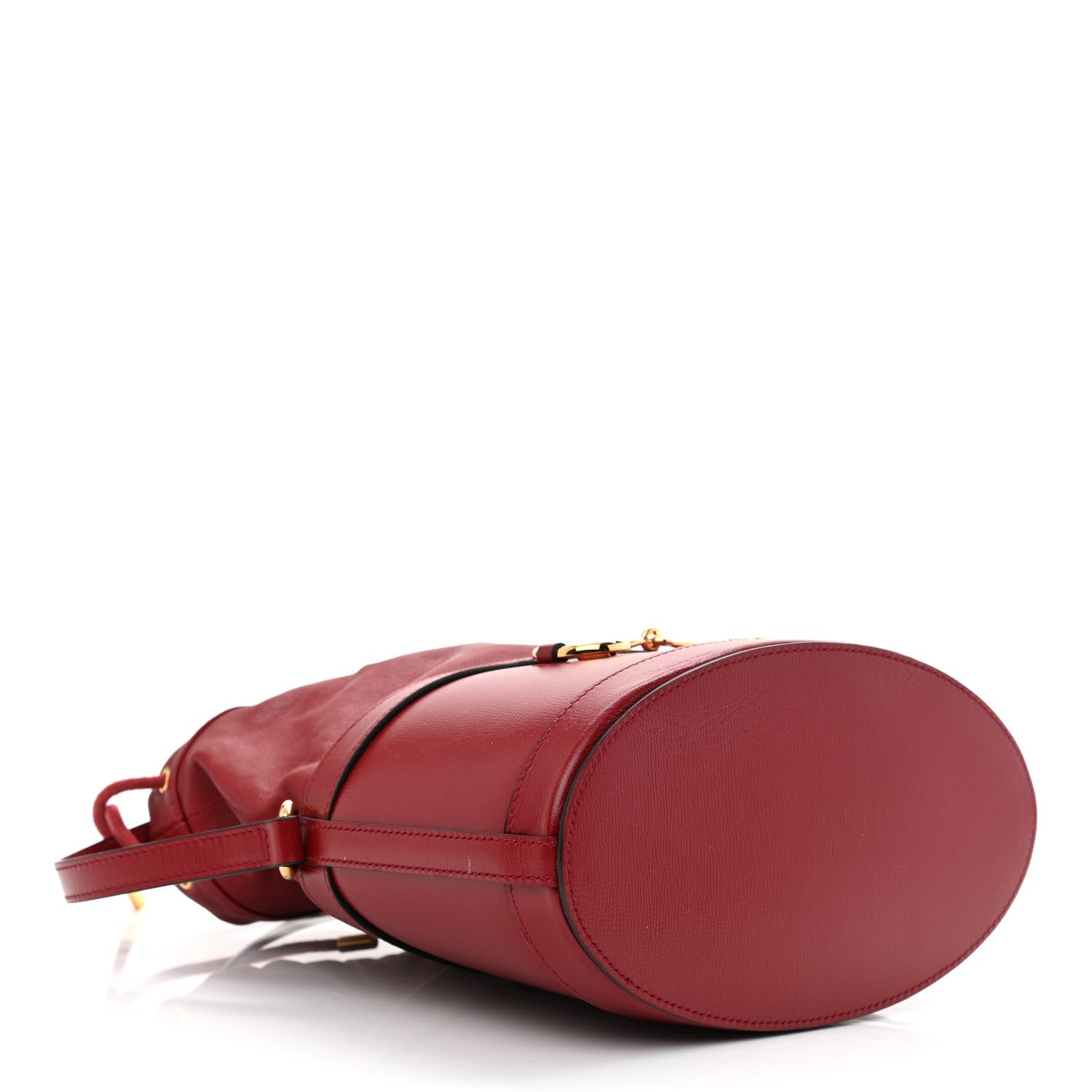 Gucci Azalea Sakai Calfskin Horsebit 1955 Drawstring Bucket Bag New Cherry Red 4 of 11