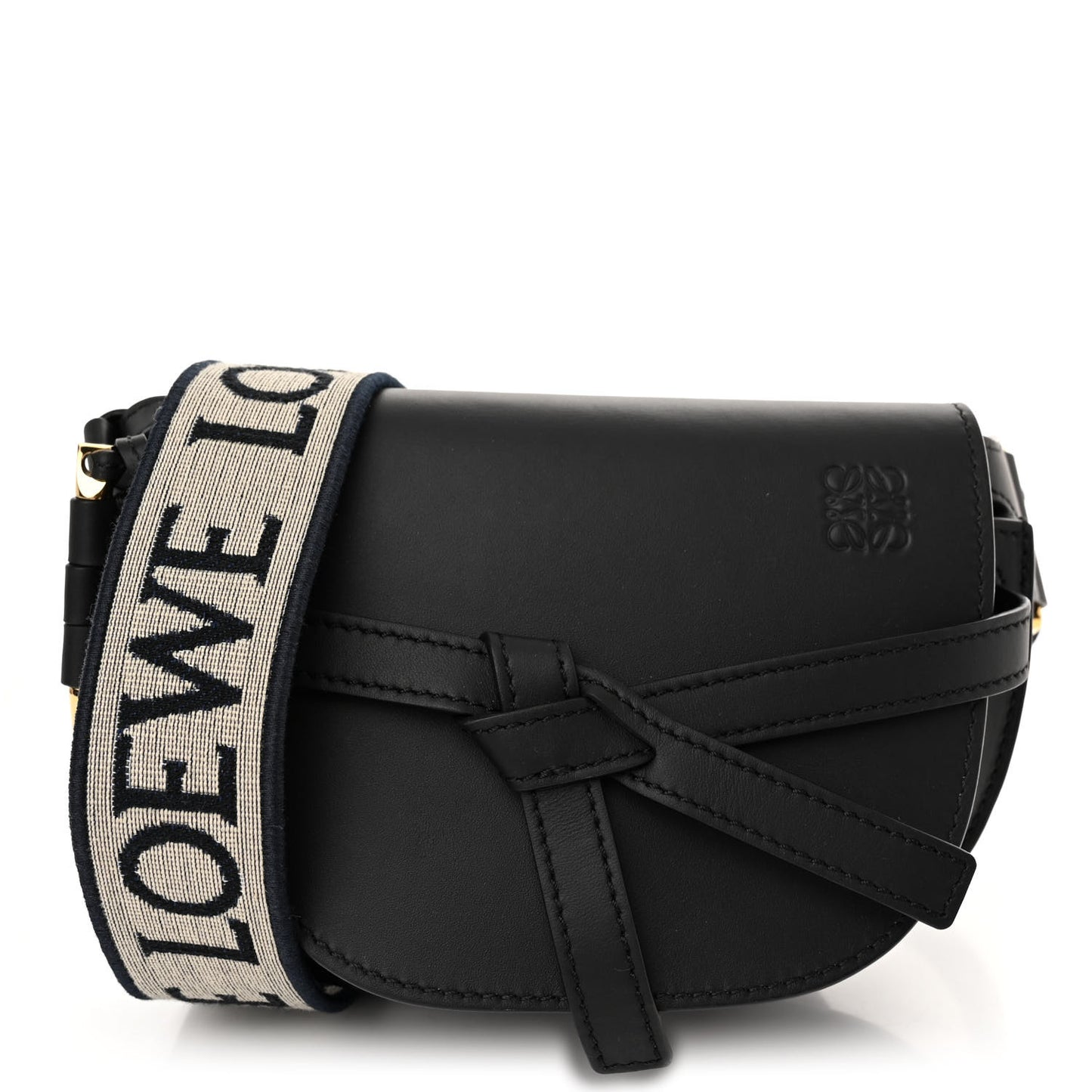 Calfskin Jacquard Mini Gate Dual Bag Black