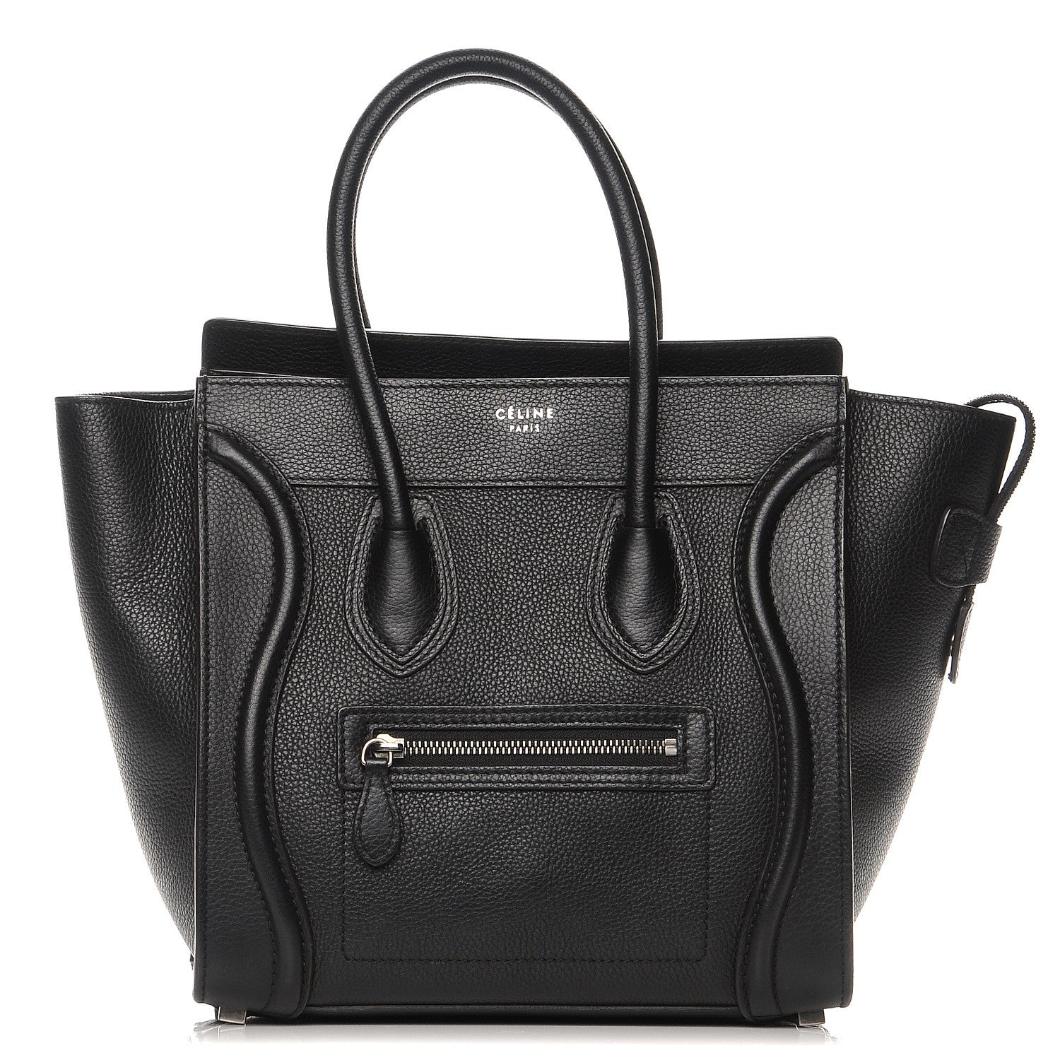 Celine Drummed Calfskin Micro Luggage Black 1 of 8