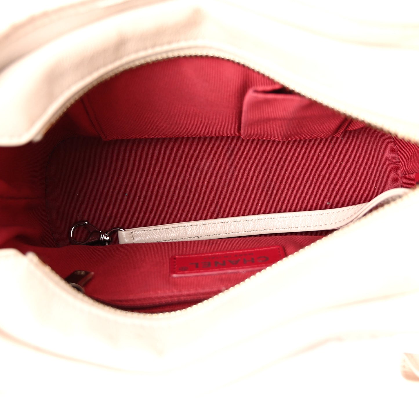 Aged Calfskin Chevron Quilted Small Gabrielle Hobo Beige