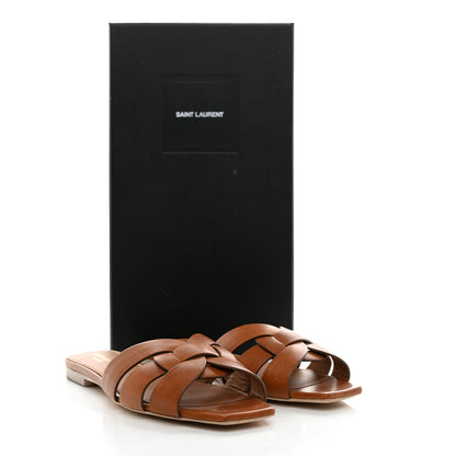 Saint Laurent Calfskin Tribute 05 Slide Sandals 38 Amber 10 of 10