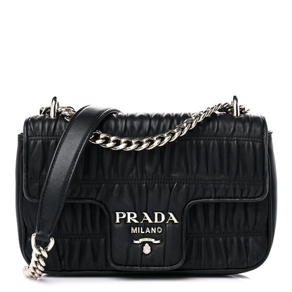 Prada Nappa Gaufre Small Chain Flap Shoulder Bag Black 1 of 16
