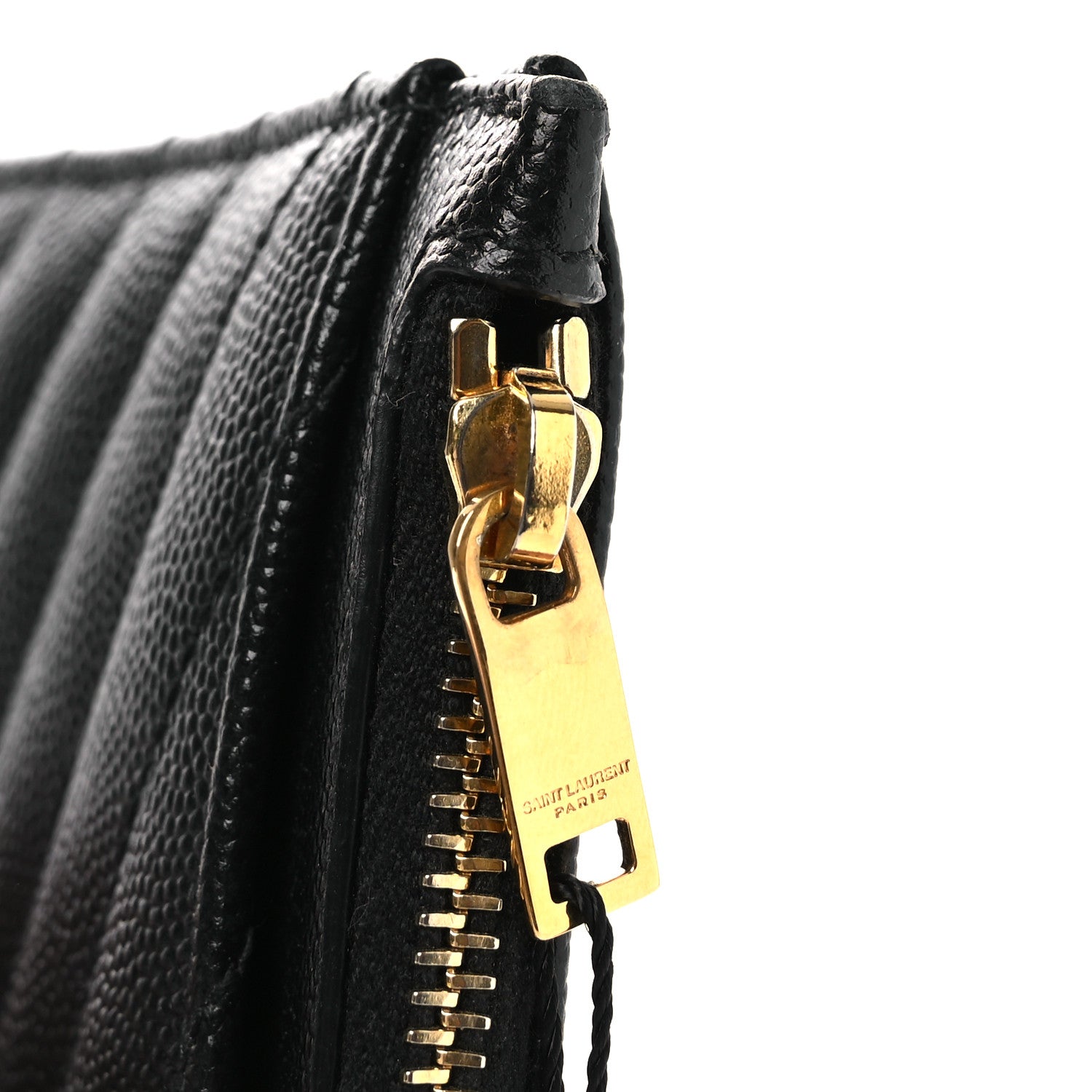 Saint Laurent Grain De Poudre Chevron Monogram Bill Pouch Black 9 of 9