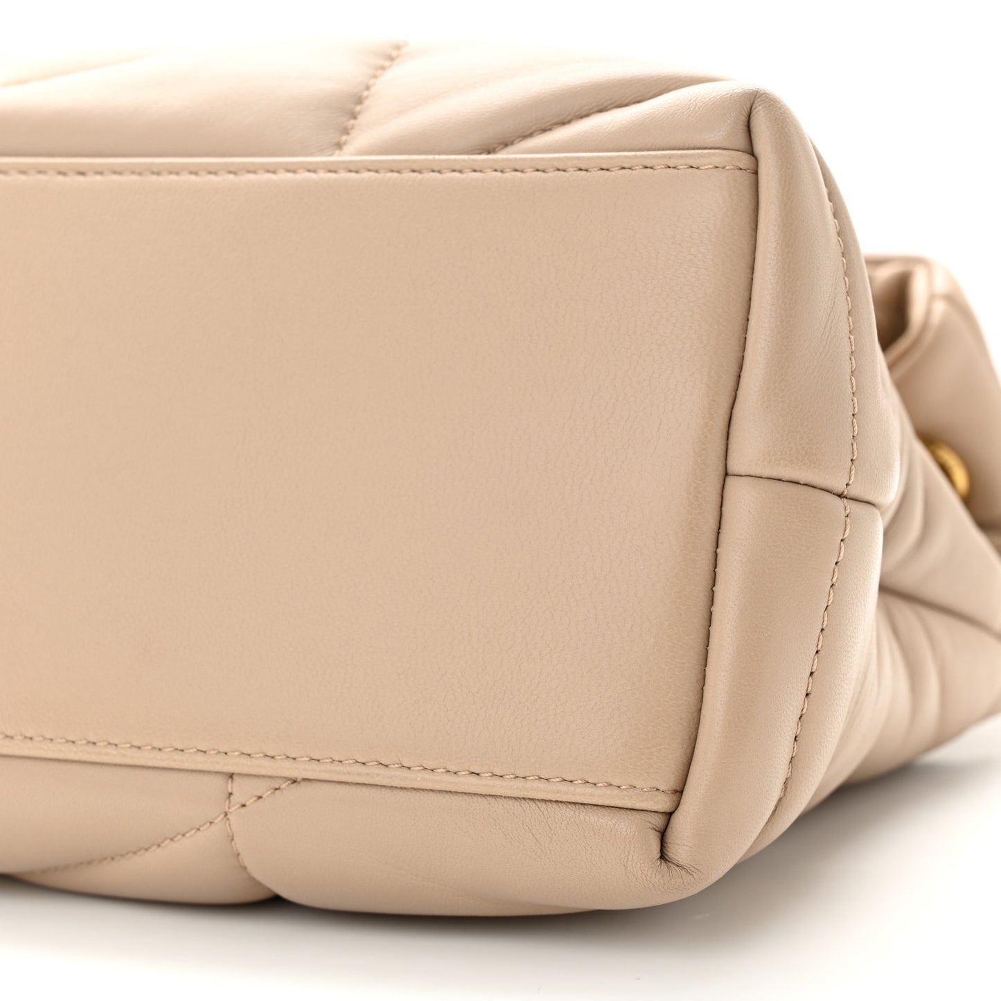 Lambskin Quilted Small Loulou Puffer Monogram Chain Satchel Dark Beige