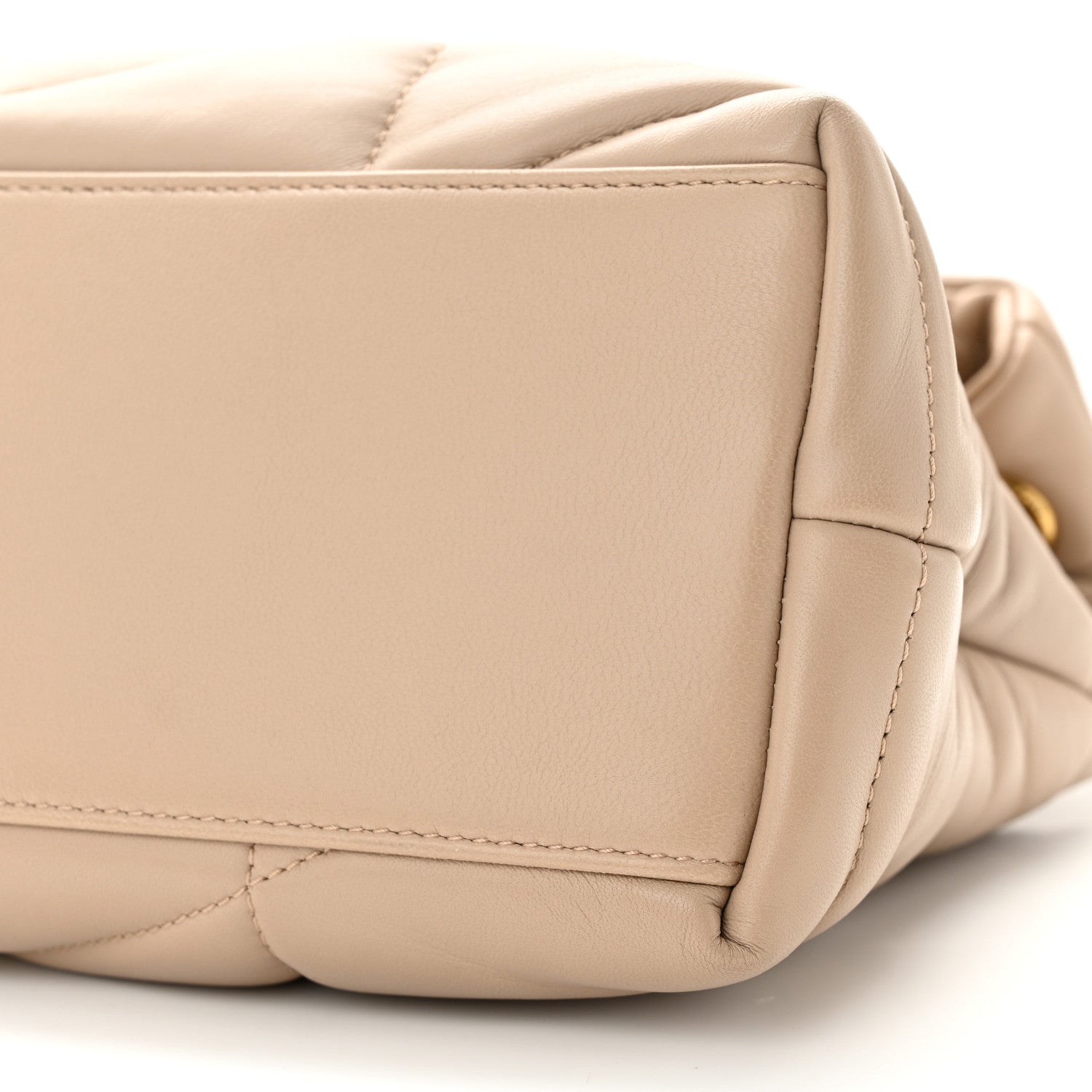 Saint Laurent Lambskin Quilted Small Loulou Puffer Monogram Chain Satchel Dark Beige 10 of 13