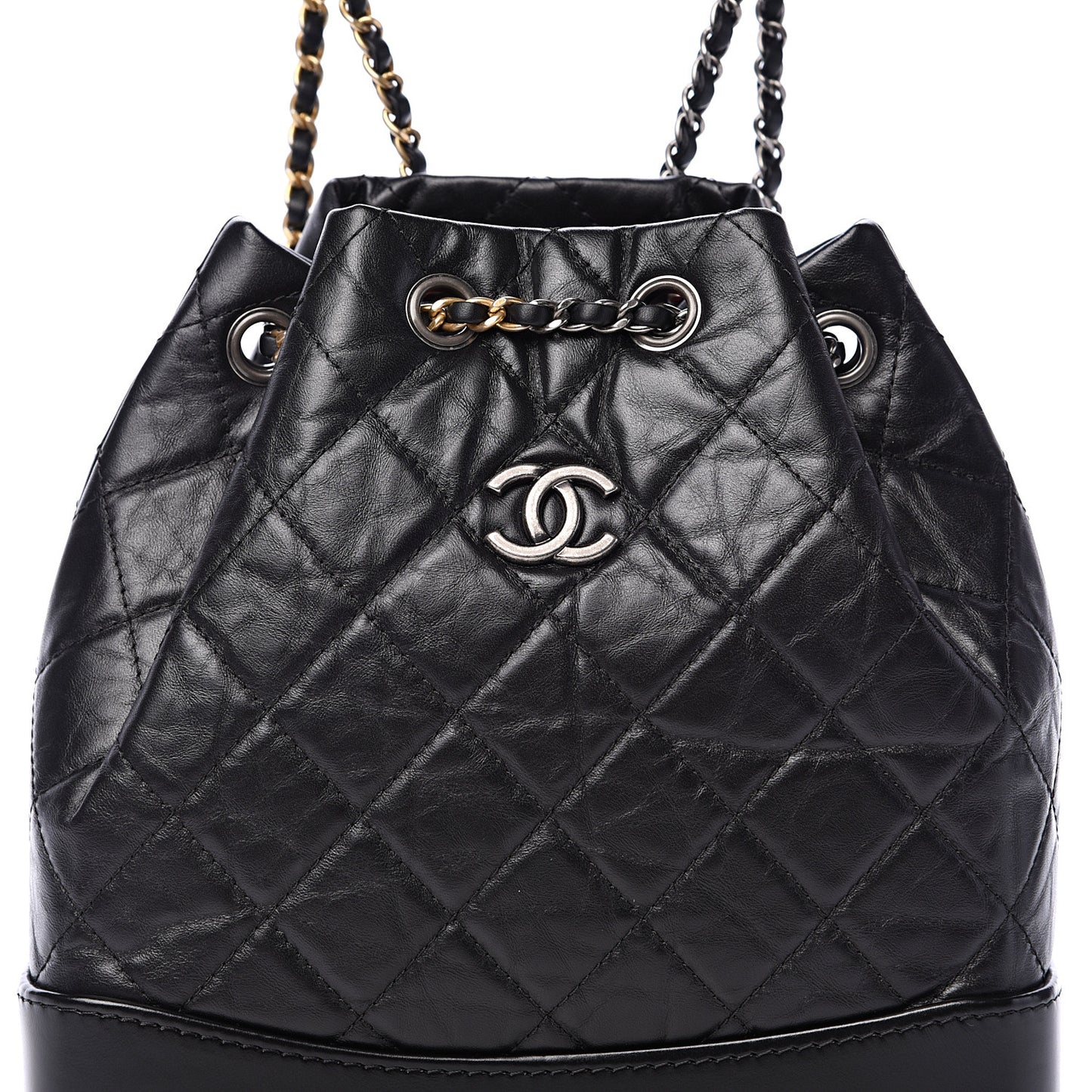 Aged Calfskin Quilted Small Gabrielle Backpack Black