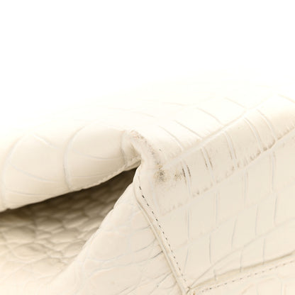 Bottega Veneta Calfskin Crocodile Embossed Doll Top Handle Bag White 13 of 17