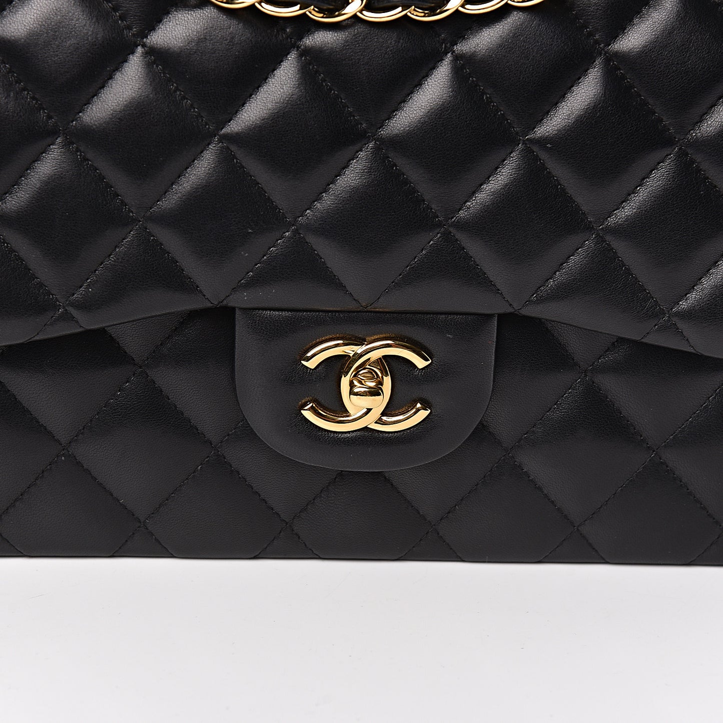 Lambskin Quilted Jumbo Double Flap Black