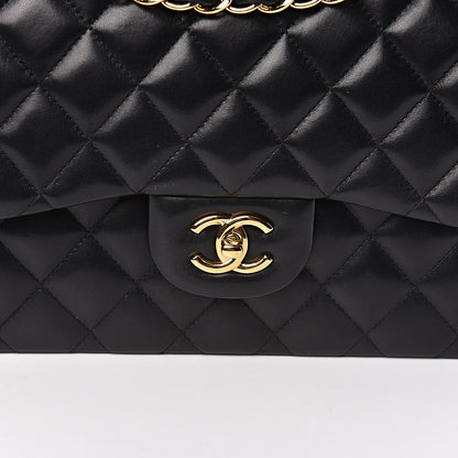 Chanel Lambskin Quilted Jumbo Double Flap Black 12 of 13