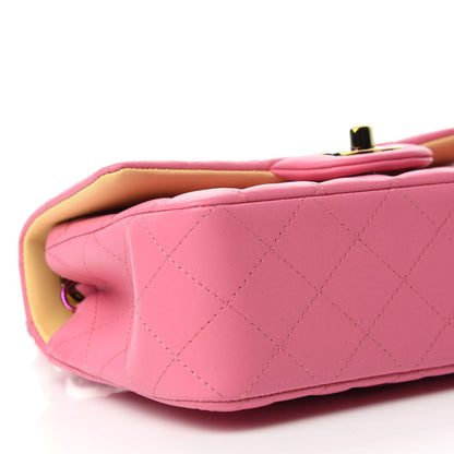 Chanel Lambskin Quilted Mini Rectangular Flap Pink Yellow 6 of 10