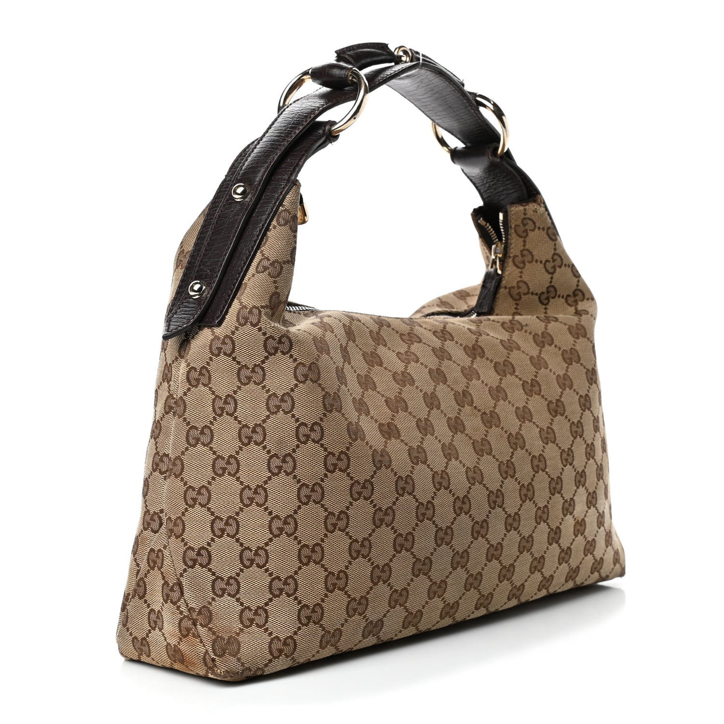 Monogram Medium Horsebit Chain Hobo Dark Brown