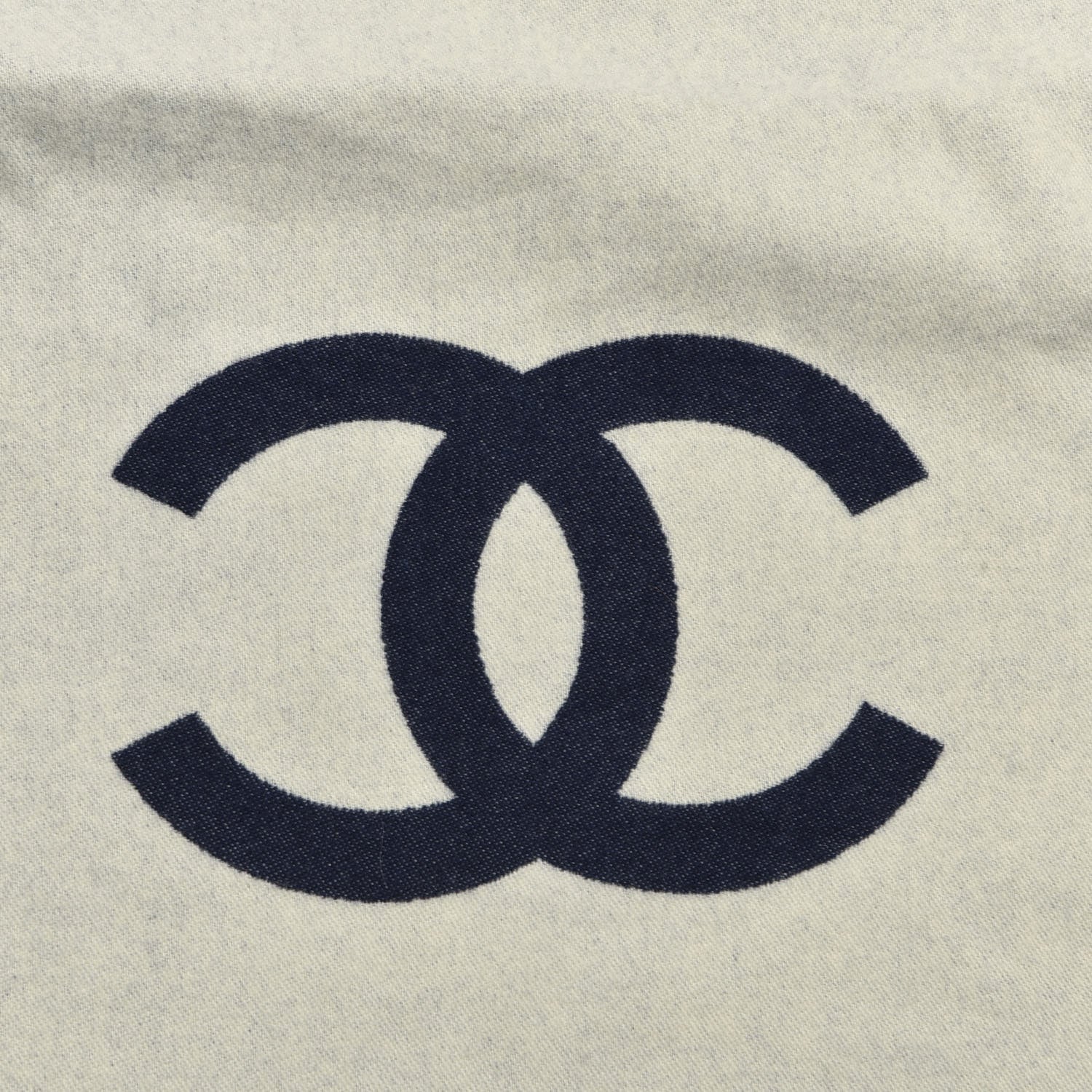 Chanel Merino Wool Cashmere CC Throw Blanket Navy White 3 of 5
