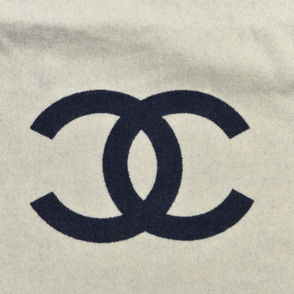 Chanel Merino Wool Cashmere CC Throw Blanket Navy White 3 of 5