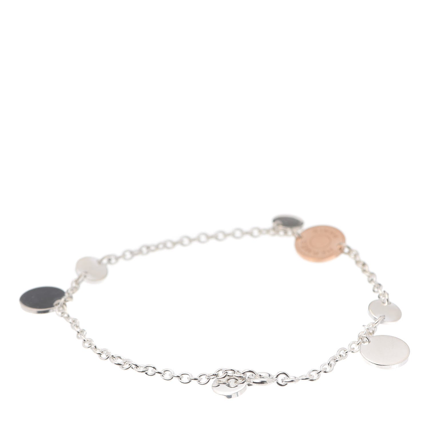 Hermes Sterling Silver 18K Rose Gold Confettis Bracelet LG 3 of 6
