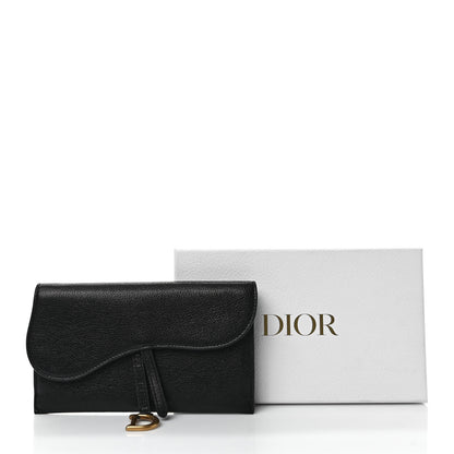 Christian Dior Goatskin Saddle Long Wallet With Chain Black 10 of 12