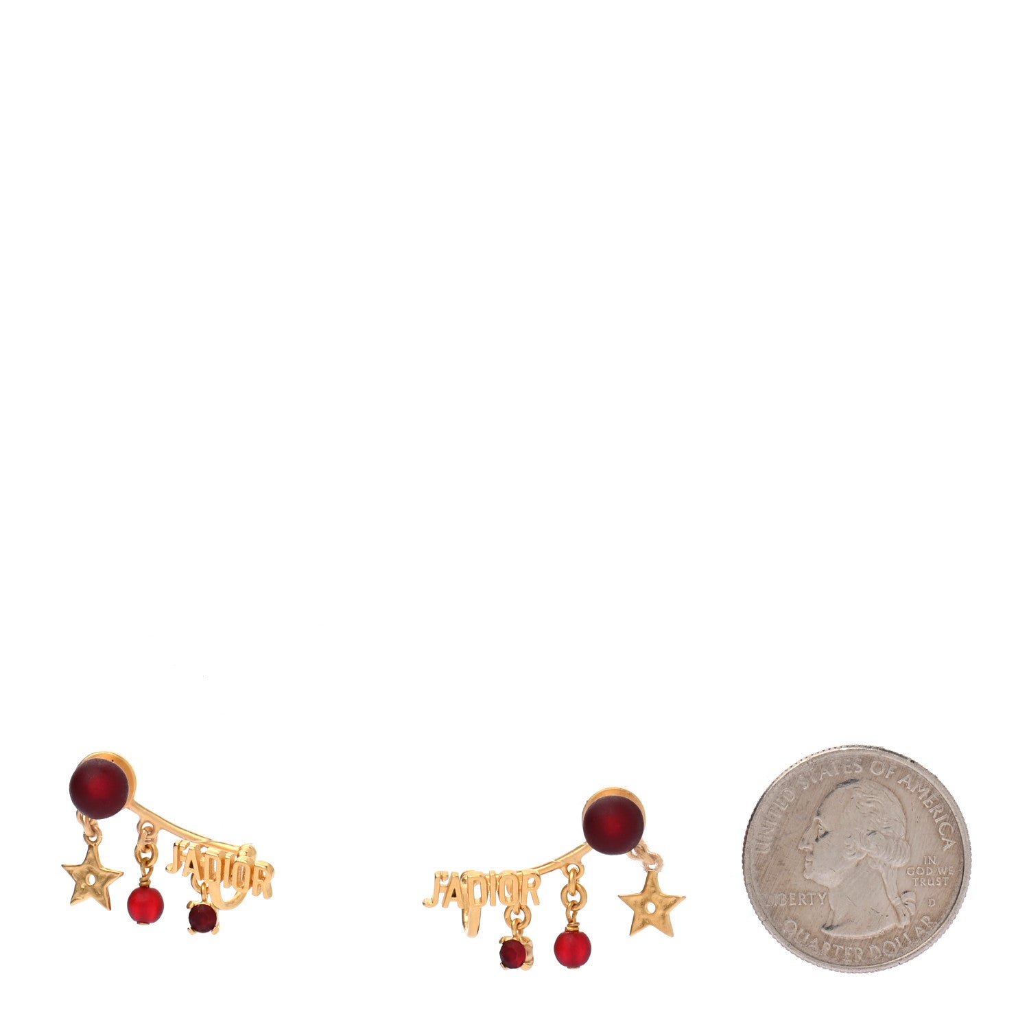 Christian Dior Pearl Crystal J'Adior Earrings Aged Gold Red 2 of 5