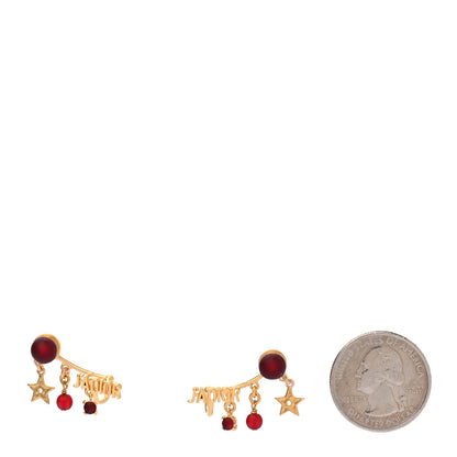 Christian Dior Pearl Crystal J'Adior Earrings Aged Gold Red 2 of 5