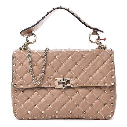 Valentino Garavani Nappa Medium Rockstud Spike Shoulder Bag Soft Noisette 1 of 9