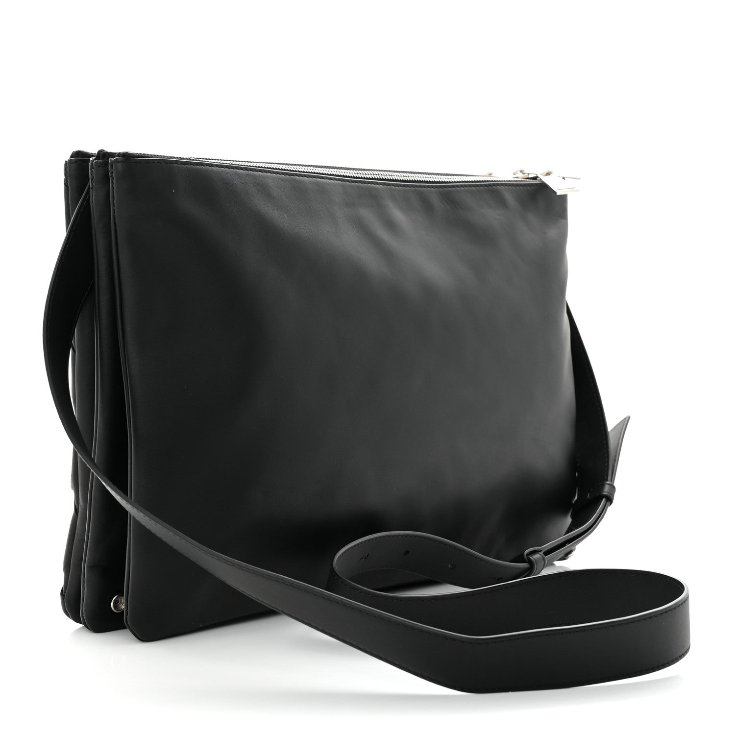 Bottega Veneta Nappa Intrecciato Triple Zip Messenger Bag Black 3 of 15