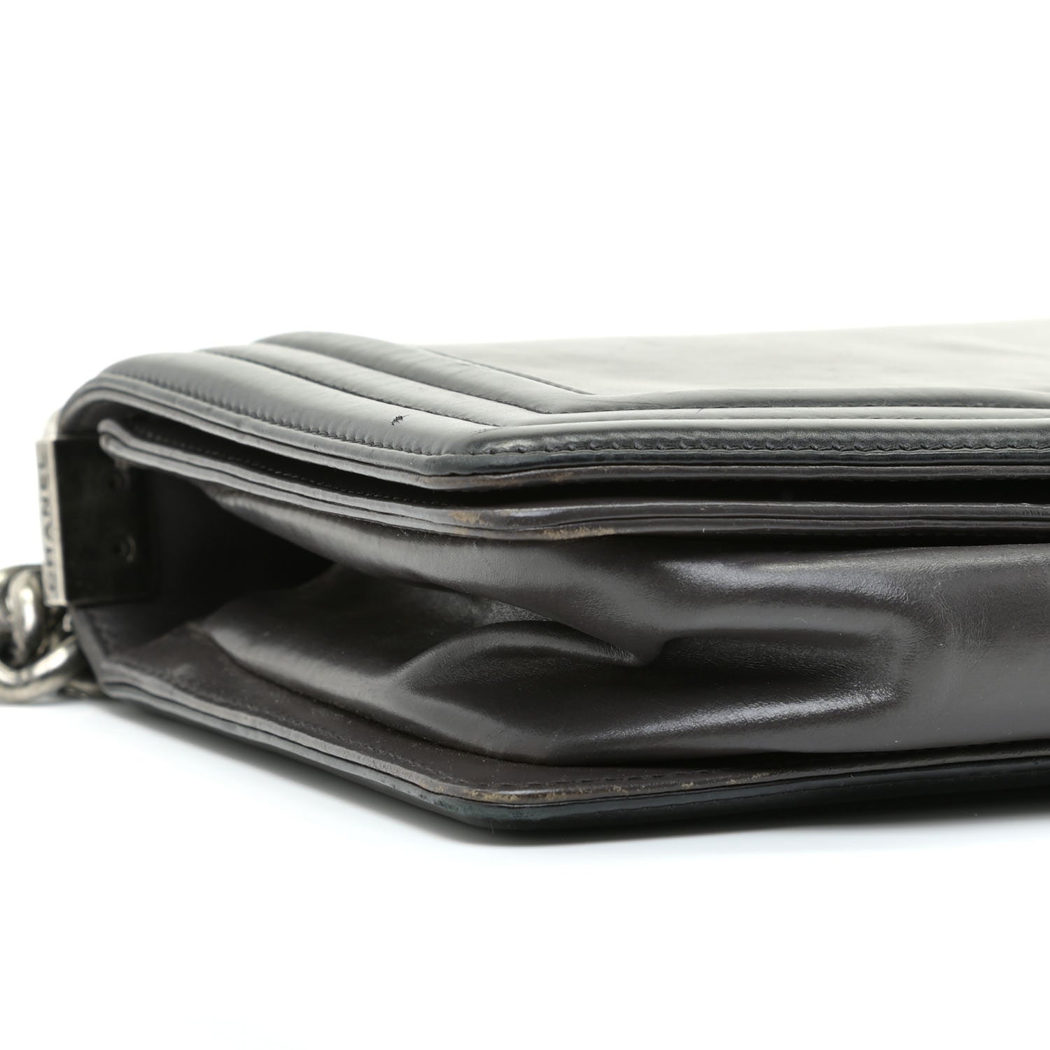 Chanel Glazed Calfskin Medium Boy Flap Black Brown 5 of 14