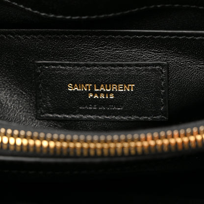 Saint Laurent Grain de Poudre Calfskin Y Quilted Monogram Small Loulou Chain Satchel Black 7 of 11